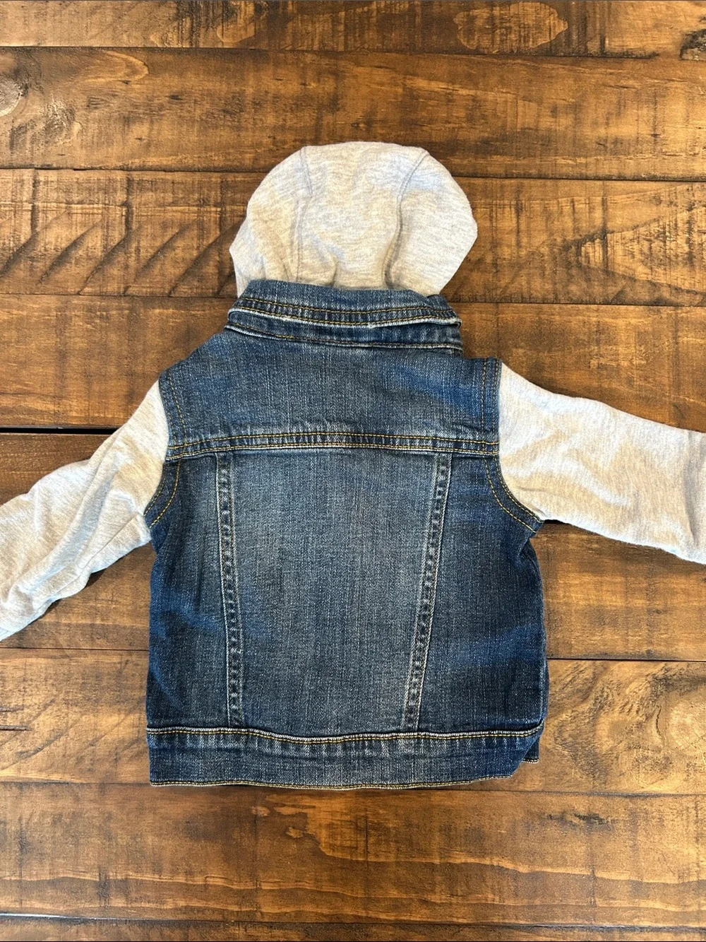 Tucker + Tate Blue Denim Jacket with Light Gray Hood & Sleeves